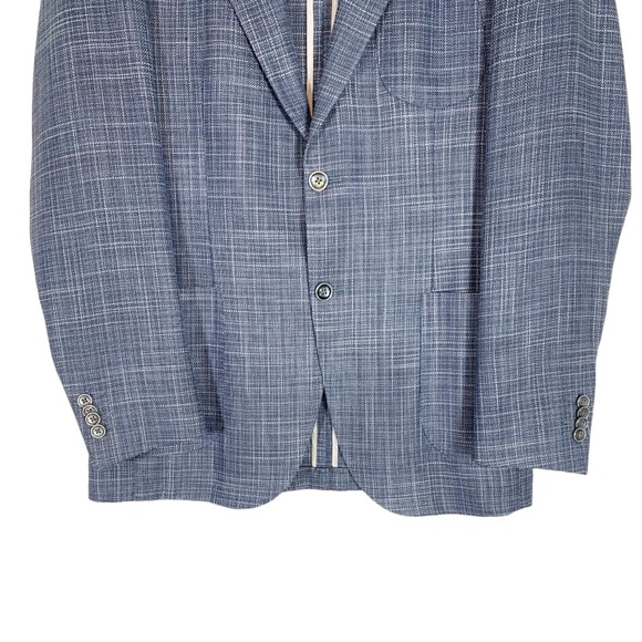 Boggi Milano Men's Handmade Wool Silk Unstructured Blazer Jacket Blue Size 50 - Picture 5 of 12